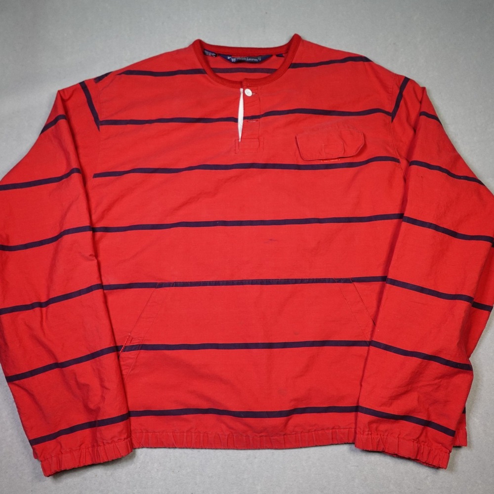 Polo Ralph Lauren Pullover Mens Large Red Navy Striped Cotton Rugby Henley